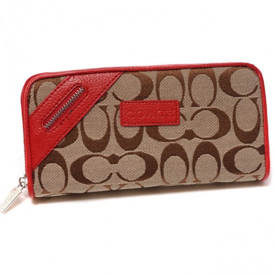 Coach Zip In Signature Large Red Wallets DUH | Coach Outlet Canada